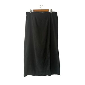 Vintage 90s Black Faux Suede Maxi Skirt  18W Curvy Witchy Whimsygoth